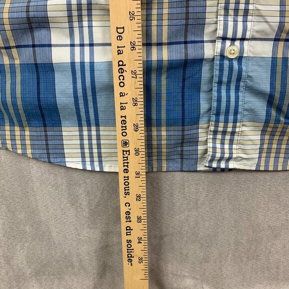 Patagonia Mens Shirt XL Blue Plaid Button Up Short Sleeve Nylon Blend Outdoor - Picture 5 of 7